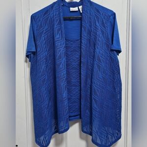 Blue Layered Top with Sheer Cardigan